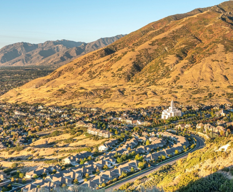 Draper, Utah - overlooking homes near the base of the mountains